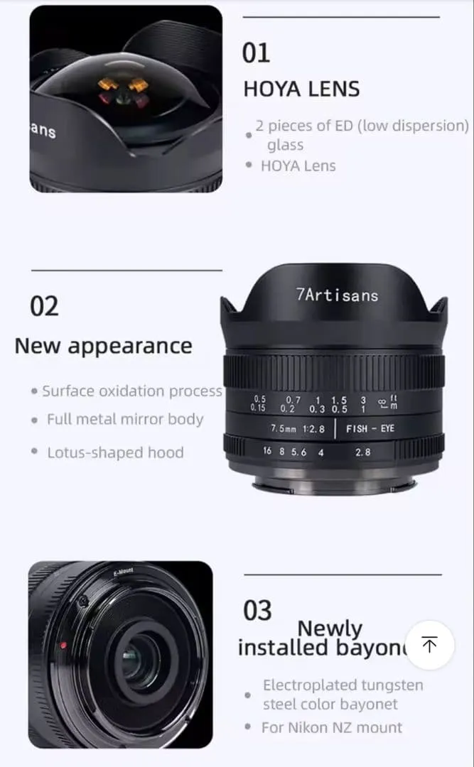 7 nghệ nhân 7,5mm f2.8 ii ống kính mắt cá rf mount - Ảnh 2